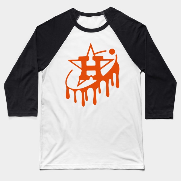 Houston Astro Drip Baseball T-Shirt by LED Graphix